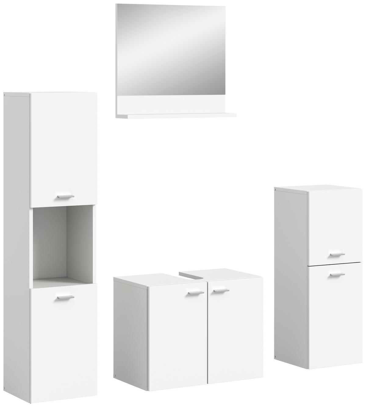 Badezimmer Boston Weiß B: 117 Cm - Silberfarben/Weiß, MODERN, Glas/Holzwerkstoff (117cm) - MID.YOU