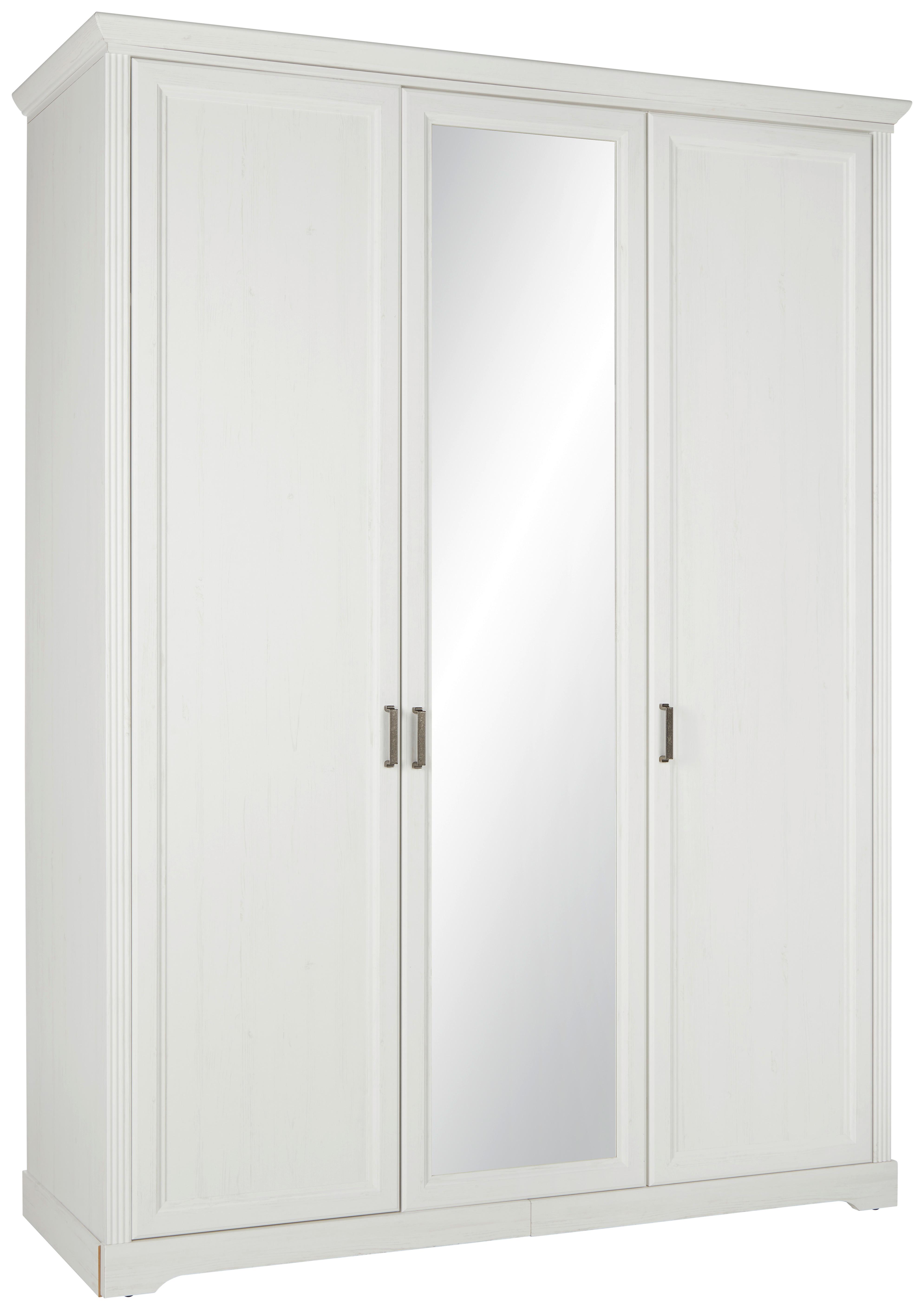 Skříň Bílá,š. 160cm - bílá/barvy niklu, Romantický / Rustikální, kov/kompozitní dřevo (160/220/64cm)