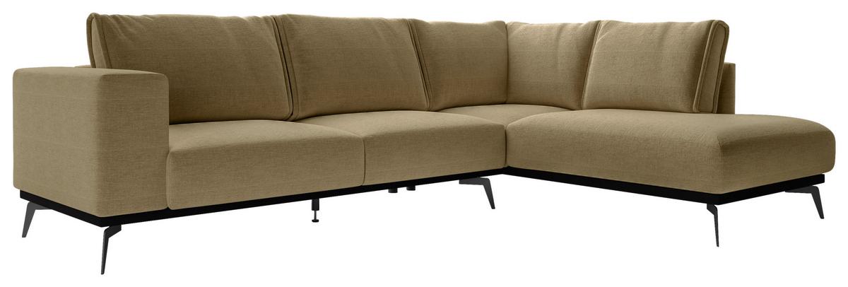 Ecksofa Isolde - Goldfarben/Schwarz, Design, Holz/Textil (293/200cm) - MID.YOU