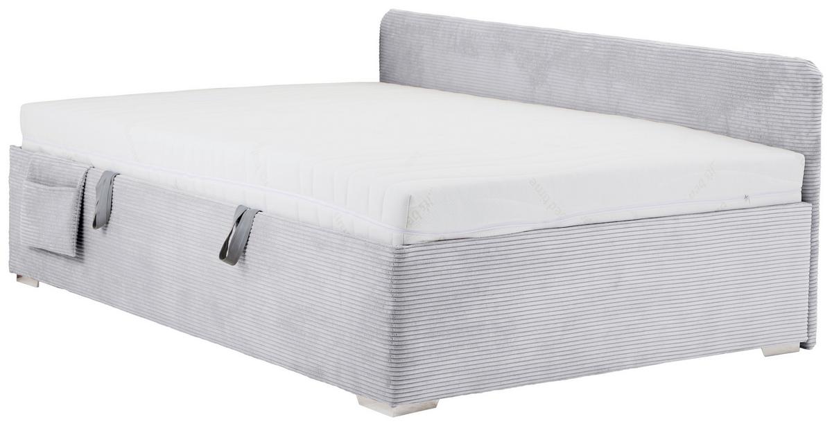 Posteľ Remi s bočnicami 140x200, poťah svetlosivý - prírodná farba/svetlosivá, Konventionell, drevo/textil (140/200cm)
