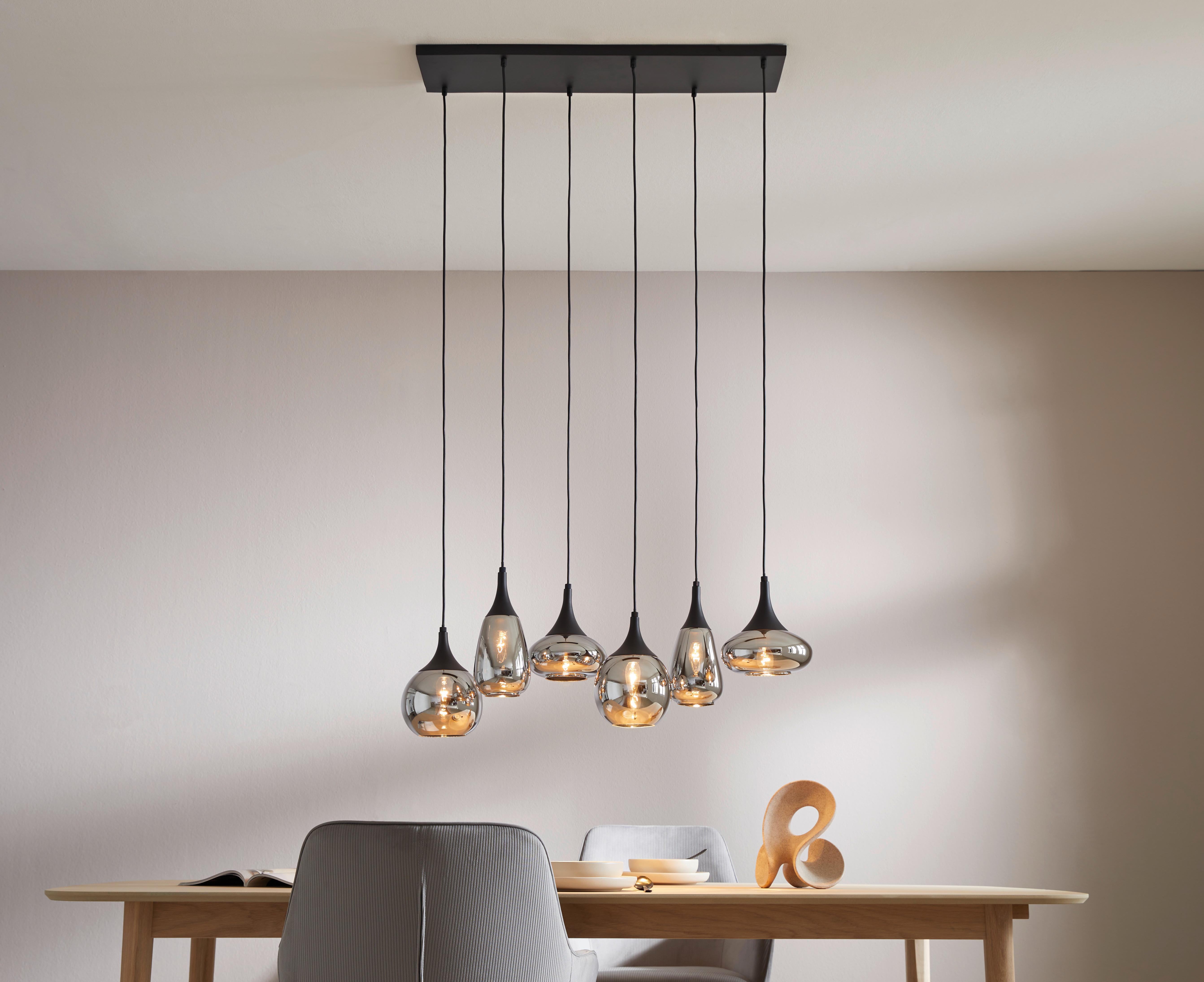 Hängeleuchte 317000632 Lumina - Chromfarben/Schwarz, Design, Glas/Metall (93,8/34,5/150cm) - Trio Leuchten