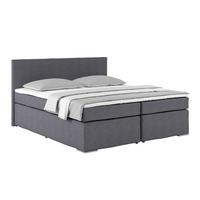 Postel Boxspring NERO PL: 180/200cm, tmavě šedá - tmavě šedá/barvy chromu, Konvenční, kov/textil (180/200cm)