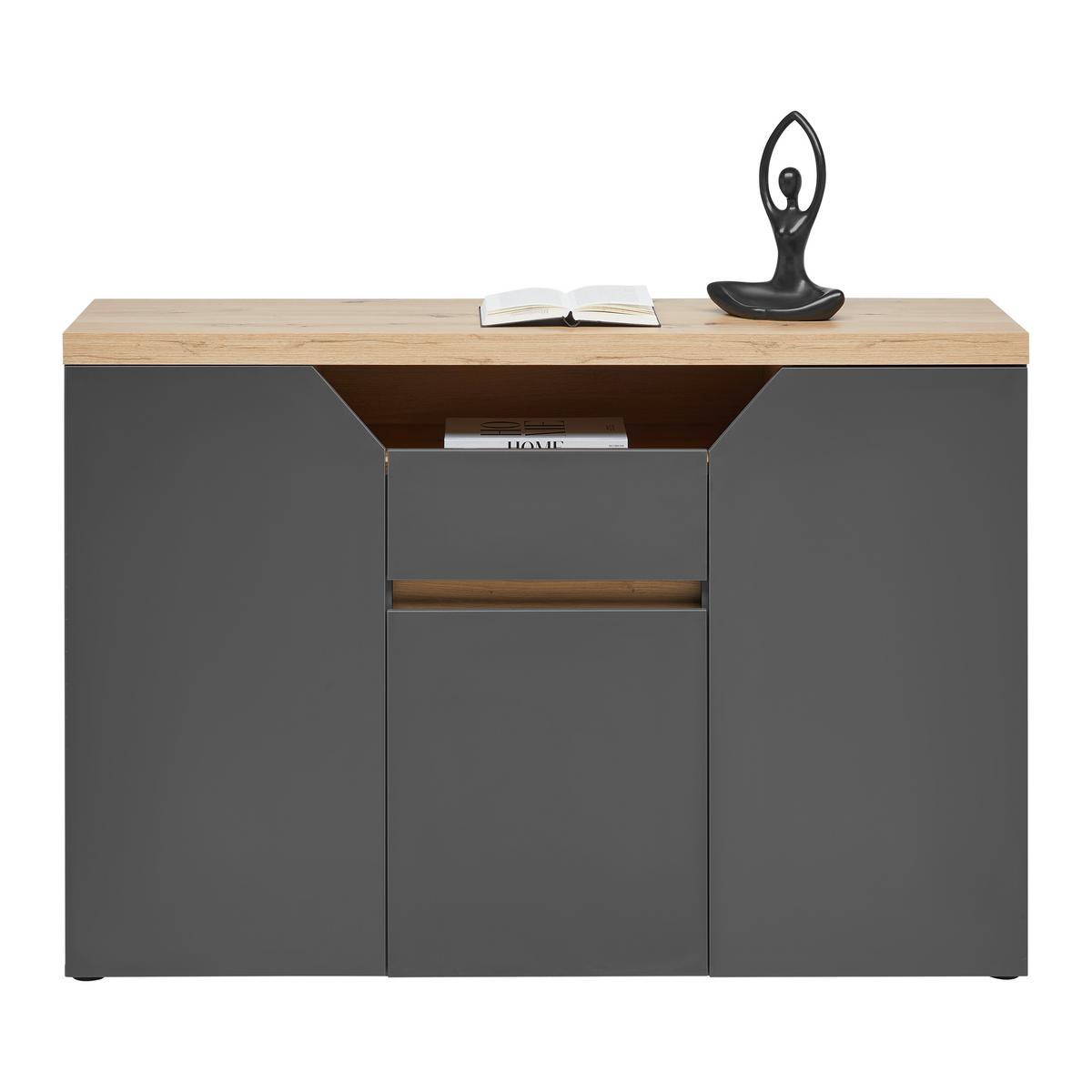 ŠIROKÁ KOMODA PEPE -EXKLUSIV- - černá/barvy grafitu, Moderní, kompozitní dřevo/plast (135/90/40cm) - Mömax