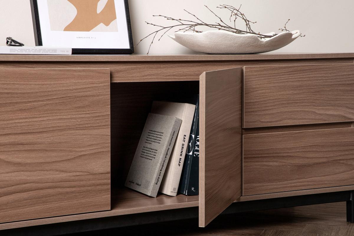 Sideboard Corpus - Nussbaumfarben/Schwarz, Design, Holz/Holzwerkstoff (135/56/40cm) - Livetastic