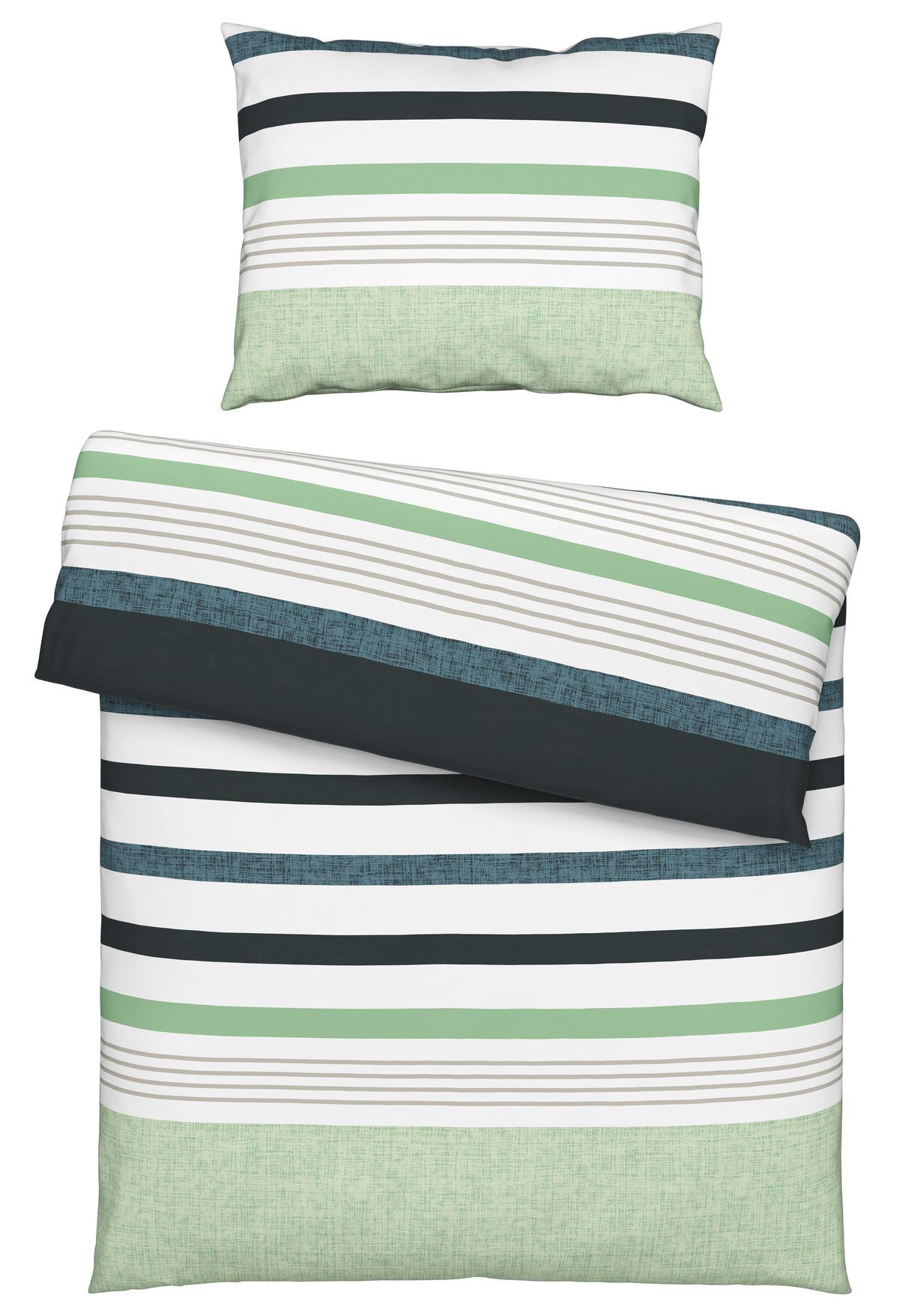 Bettwäsche Davina - Grau/Grün, MODERN, Textil - Luca Bessoni