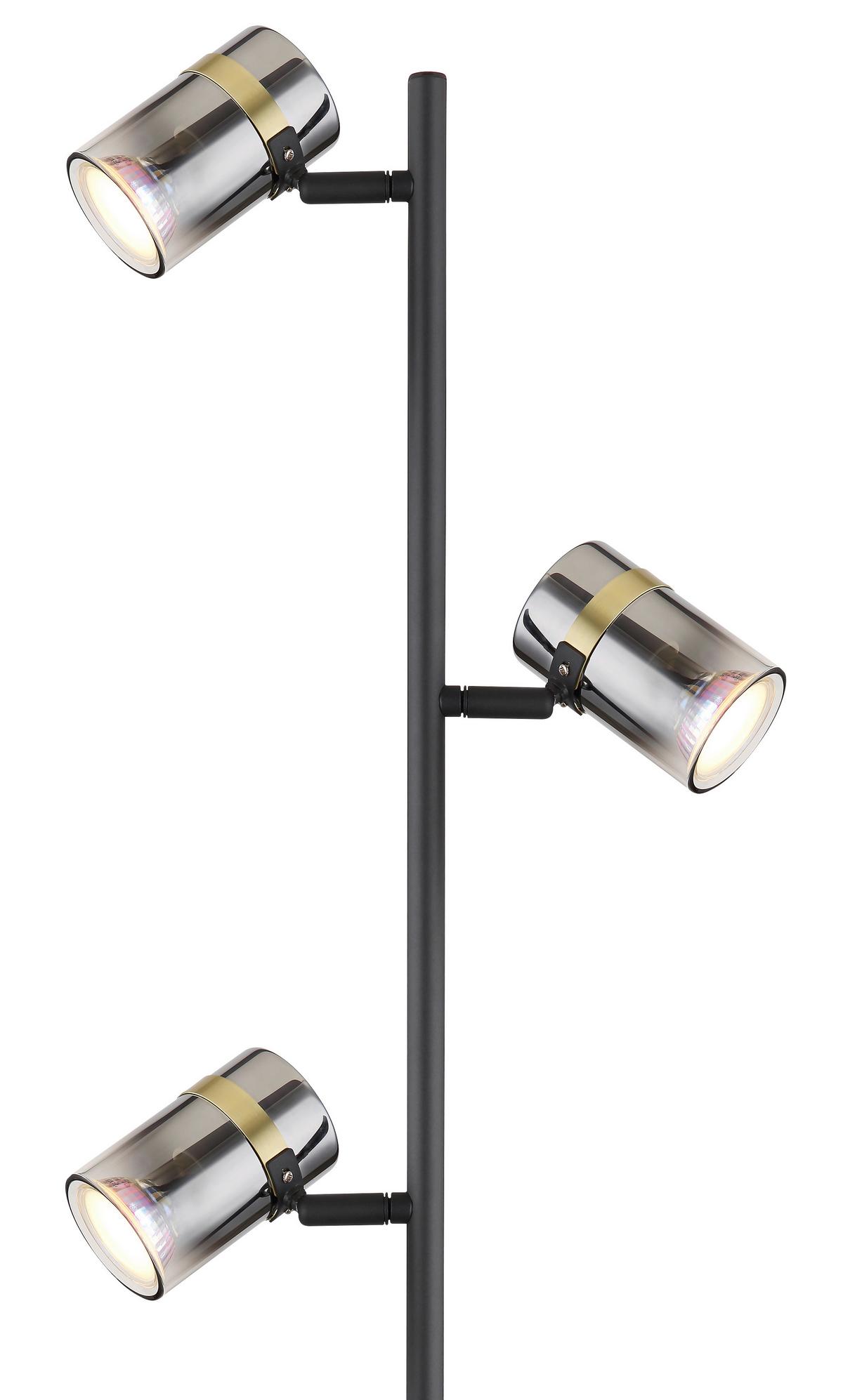 Stehleuchte 57916s - Messingfarben/Schwarz, Design, Glas/Kunststoff (23/154cm) - Globo