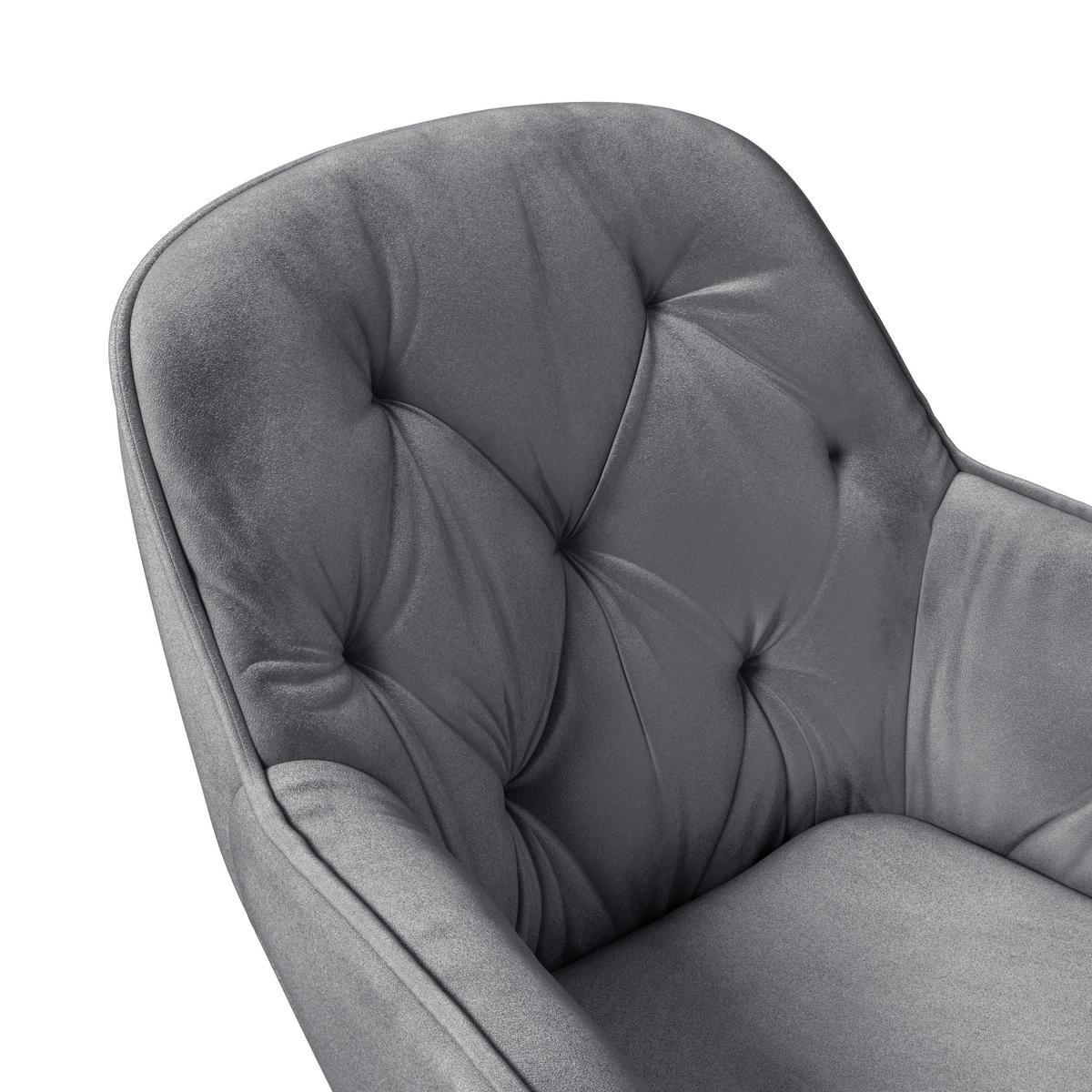 Armlehnstuhl Silvi Samt Grau 360° drehbar - Schwarz/Grau, KONVENTIONELL, Textil/Metall (62/85/62cm)