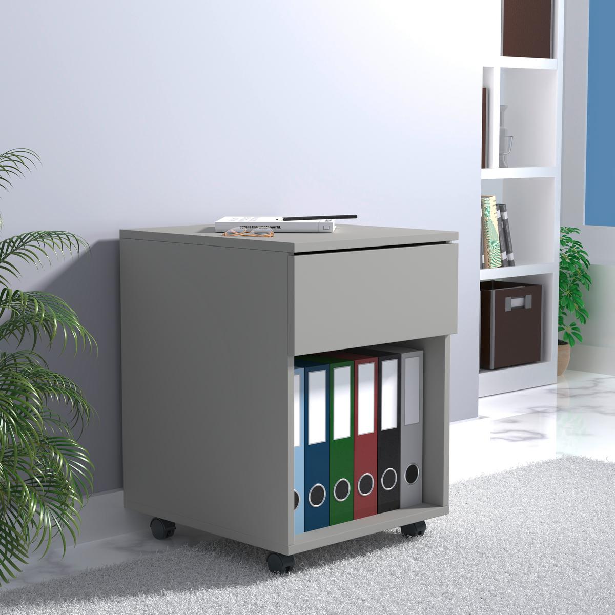Rollcontainer Dalosa Grau B: 39 cm - Schwarz/Grau, Design, Holzwerkstoff/Kunststoff (39/55/45cm) - MID.YOU