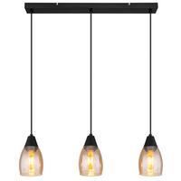 Hängeleuchte 15705-3h - Schwarz, Design, Glas/Kunststoff (55/10/120cm) - Globo