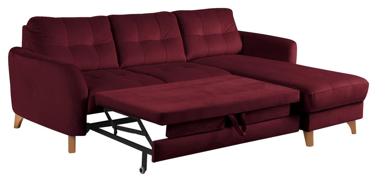 Ecksofa Nordic, Rot S: 238x168 cm - Buchefarben/Rot, Design, Textil (238/168cm) - Livetastic