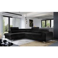 Ecksofa Laurence Schwarz S: 205x278 cm - Silberfarben/Schwarz, Design, Textil (205/278cm) - MID.YOU