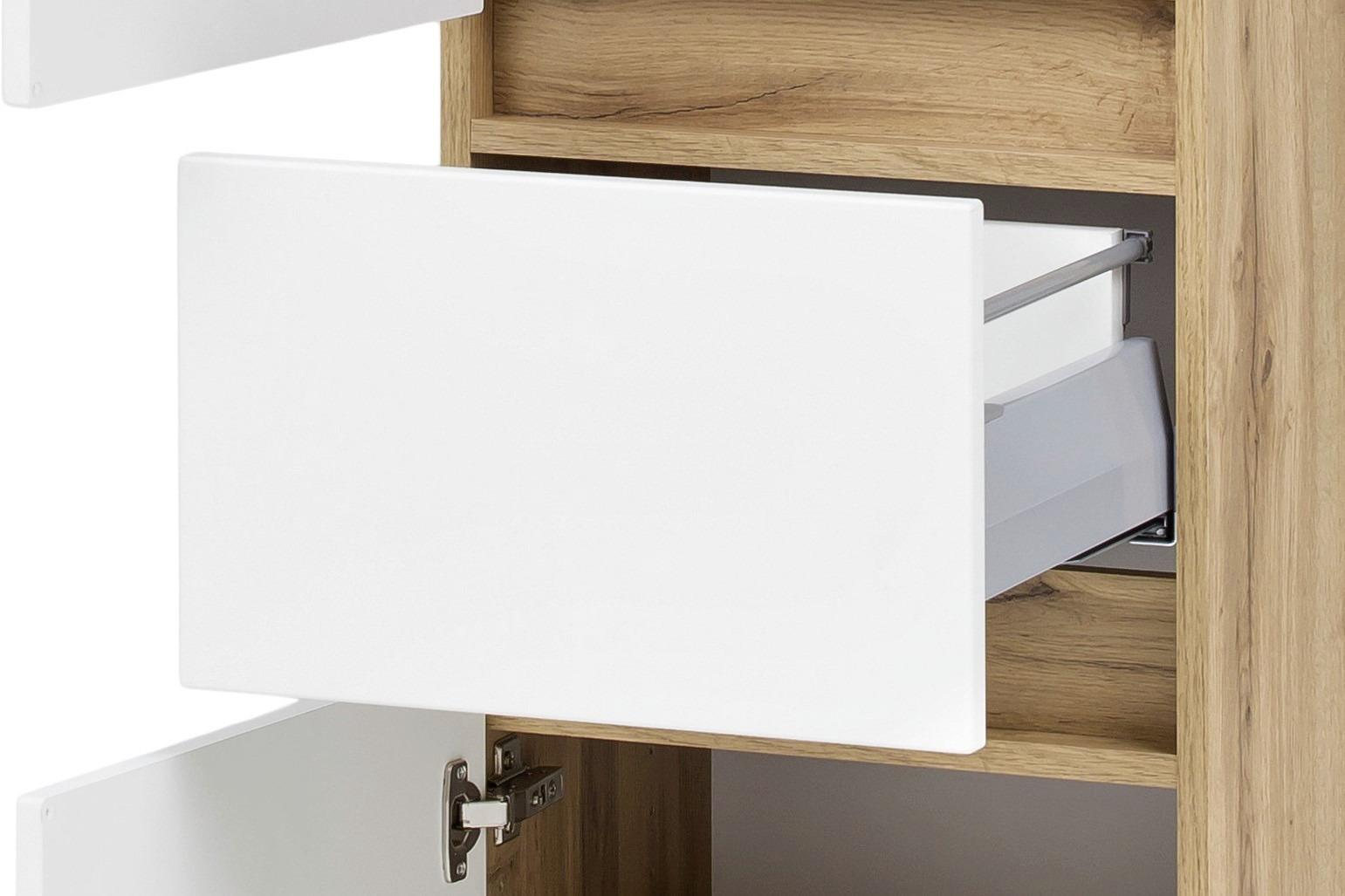 Hochschrank Kopenhagen B: 40 cm Weiß/Eiche Dekor