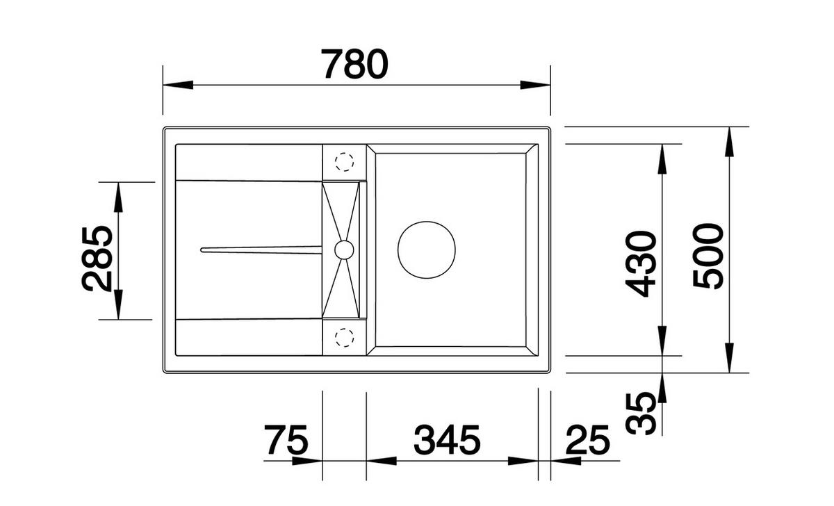 Granitový dřez BLANCO METRA 45 S - antracitová, kámen (78/50/19cm) - Blanco