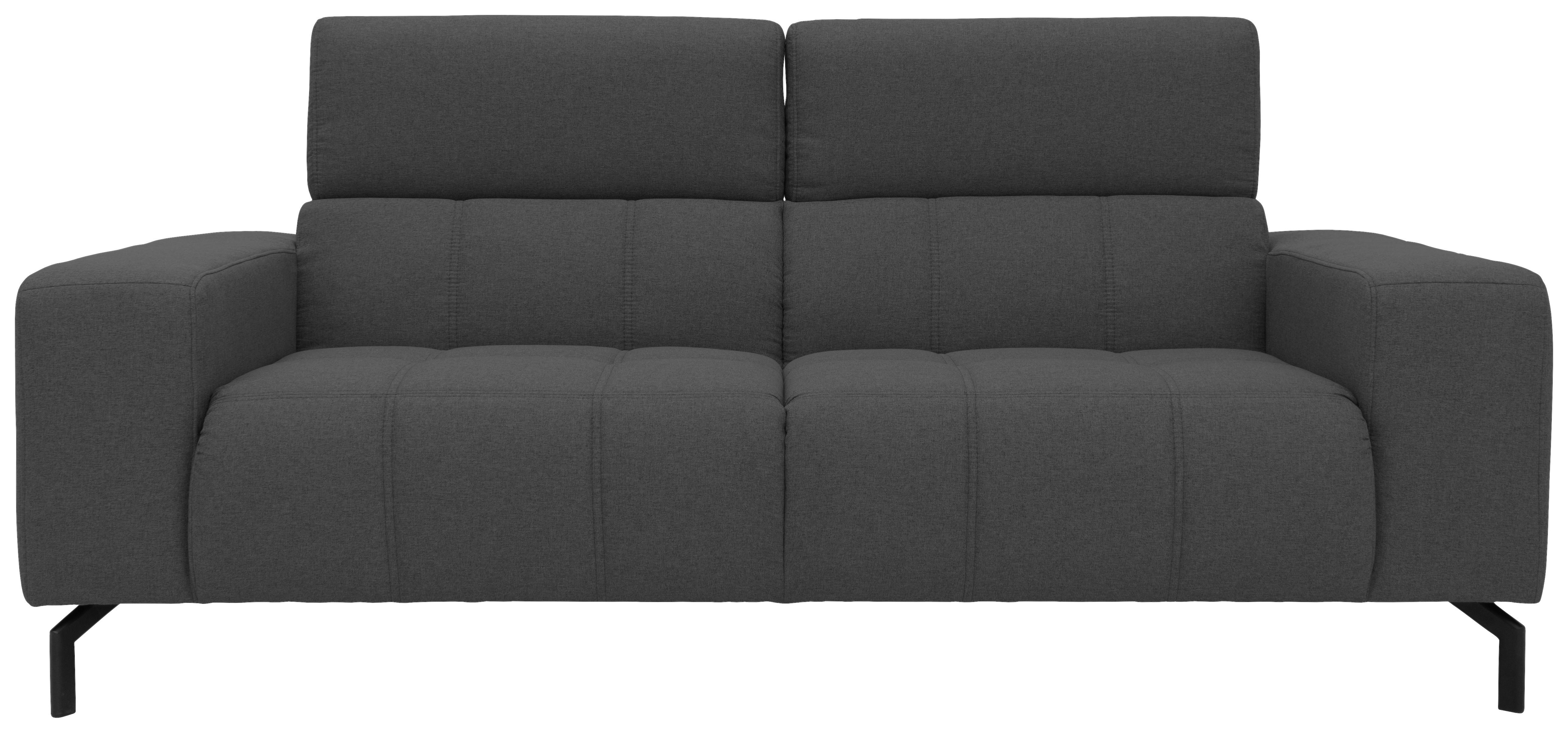 2-Sitzer-Sofa Kopfteil verstellbar Cunelli Grau - Schwarz/Grau, Design, Textil (208/79/104cm)
