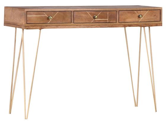 Beistelltisch Scan B: 115 cm - Goldfarben/Naturfarben, Design, Holz/Metall (115/82/43cm) Beistelltisch Scan B: 115 cm - Goldfarben/Naturfarben, Design, Holz/Metall (115/82/43cm)