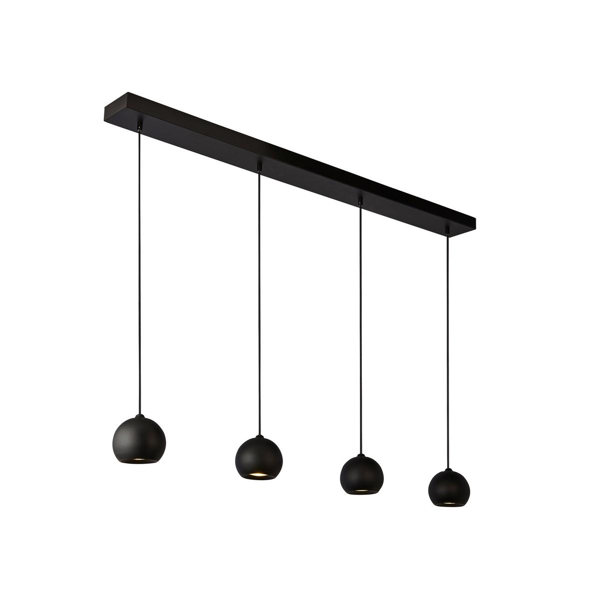 Pendelleuchte H: 200 cm 4-Flammig, höhenverstellbar - Schwarz, Design, Metall (125/12/200cm)