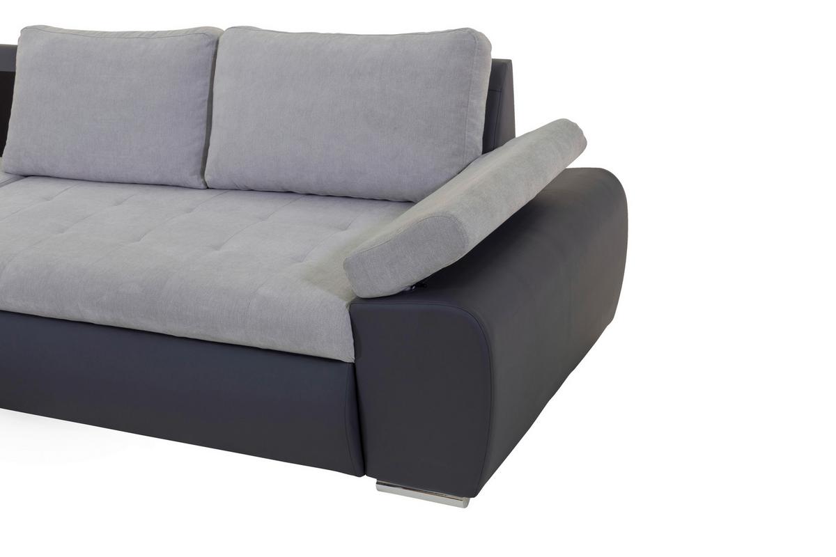 Sarokgarnitúra Joy I - világosszürke/barna, Design, textil (175/85/271cm)