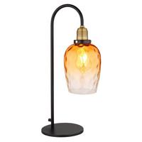 Tischlampe Schwarz/ Messingfarben mit Wippschalter - Messingfarben/Schwarz, Basics, Glas/Metall (24,5/18/55cm) - Globo