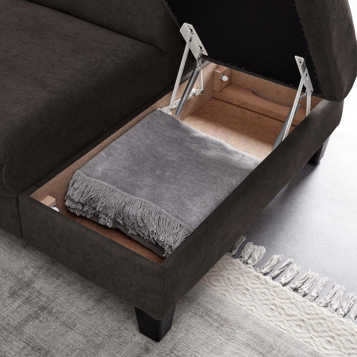 Sedací souprava s rozkladem Malibu tmavě šedohnědá - barvy wenge/šedavě hnědá, Moderní, dřevo/textil (249/72/207cm) - Bessagi Home