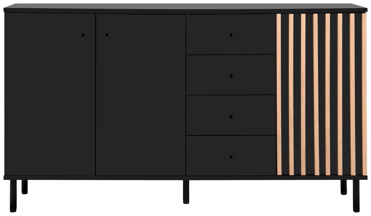 Sideboard Monza 51c - Schwarz/Eiche Artisan, Design, Holzwerkstoff (160/90/40cm) - Livetastic