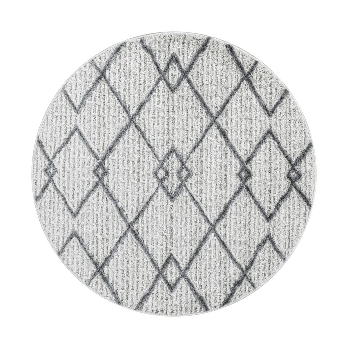Webteppich Creme/Grau Pisa Rund Ø 120 cm - Creme, KONVENTIONELL, Textil (120/120cm)