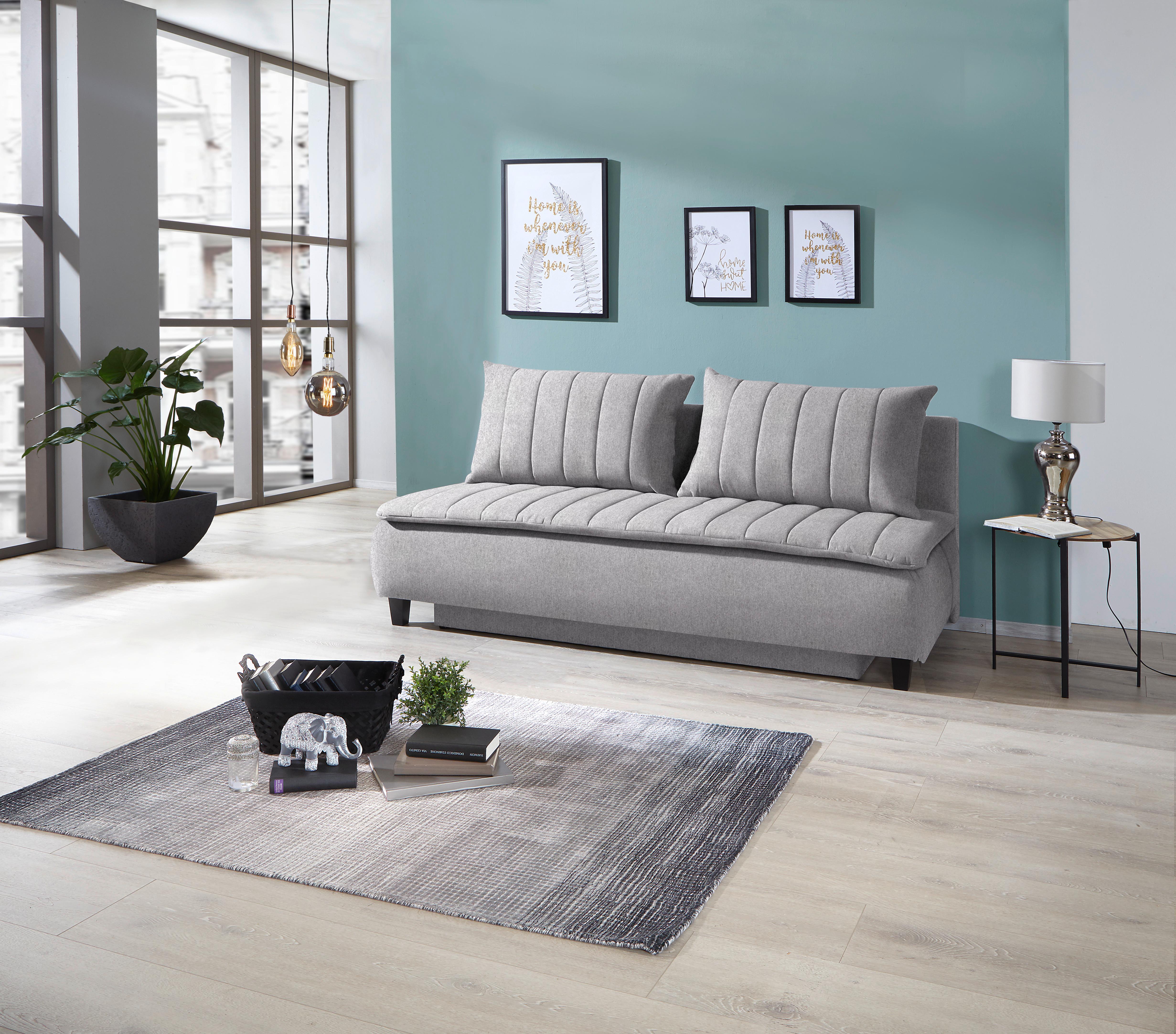 Boxspringsofa Mit Schlaffunkt. Und Bettkasten Marino Greige - Greige/Schwarz, MODERN, Textil (208/102/96cm) - Luca Bessoni