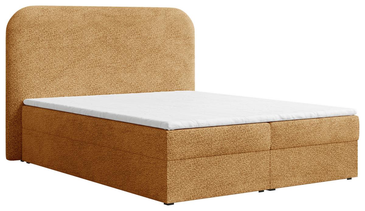 Boxbett London mit Topper 160x200 - Rostfarben/Schwarz, MODERN, Holz/Kunststoff (160/200cm) - Livetastic