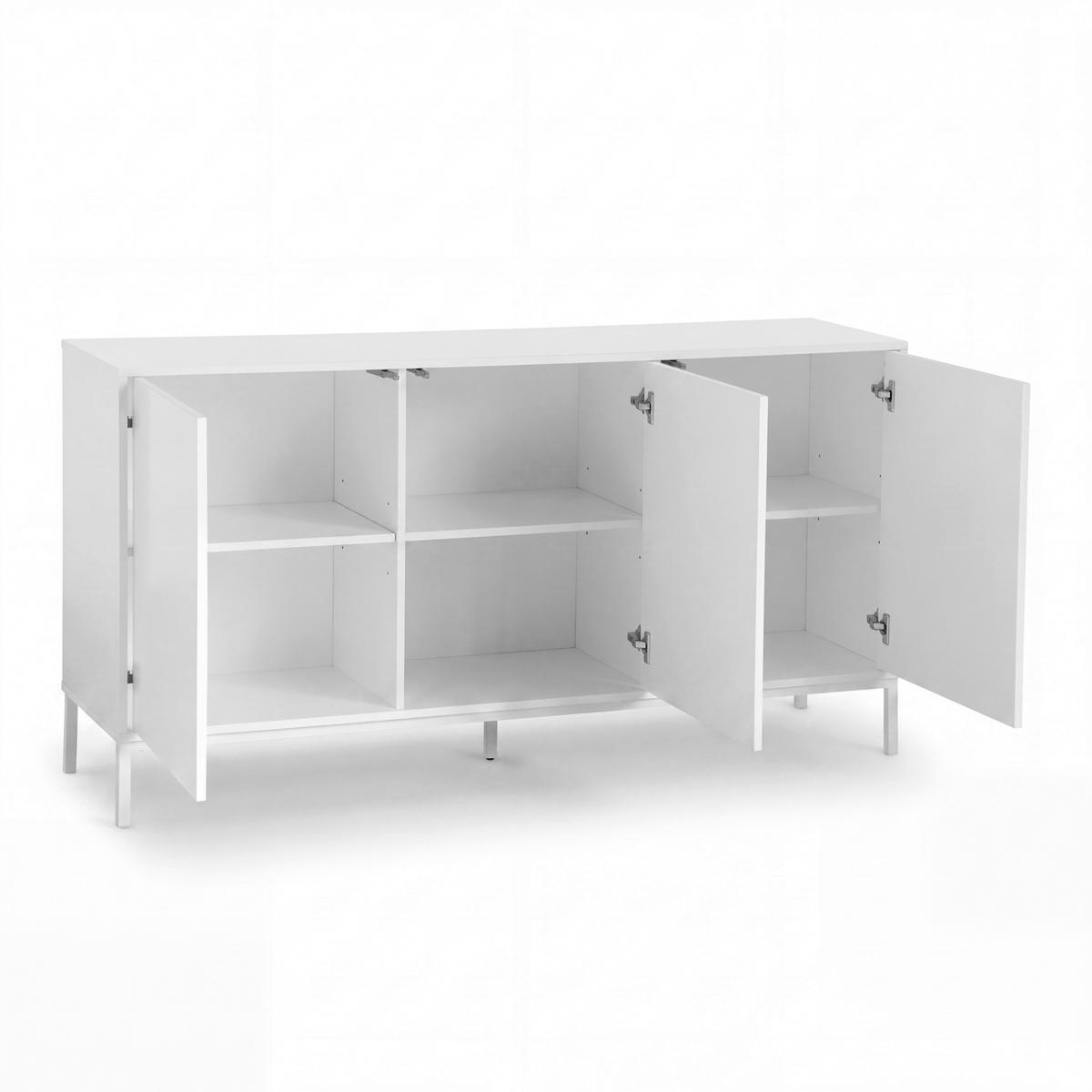 Široká komoda Amber biela MDF/Kov práškovaný - biela, Modern, kov/kompozitné drevo (150/80/40cm) - Bessagi Home