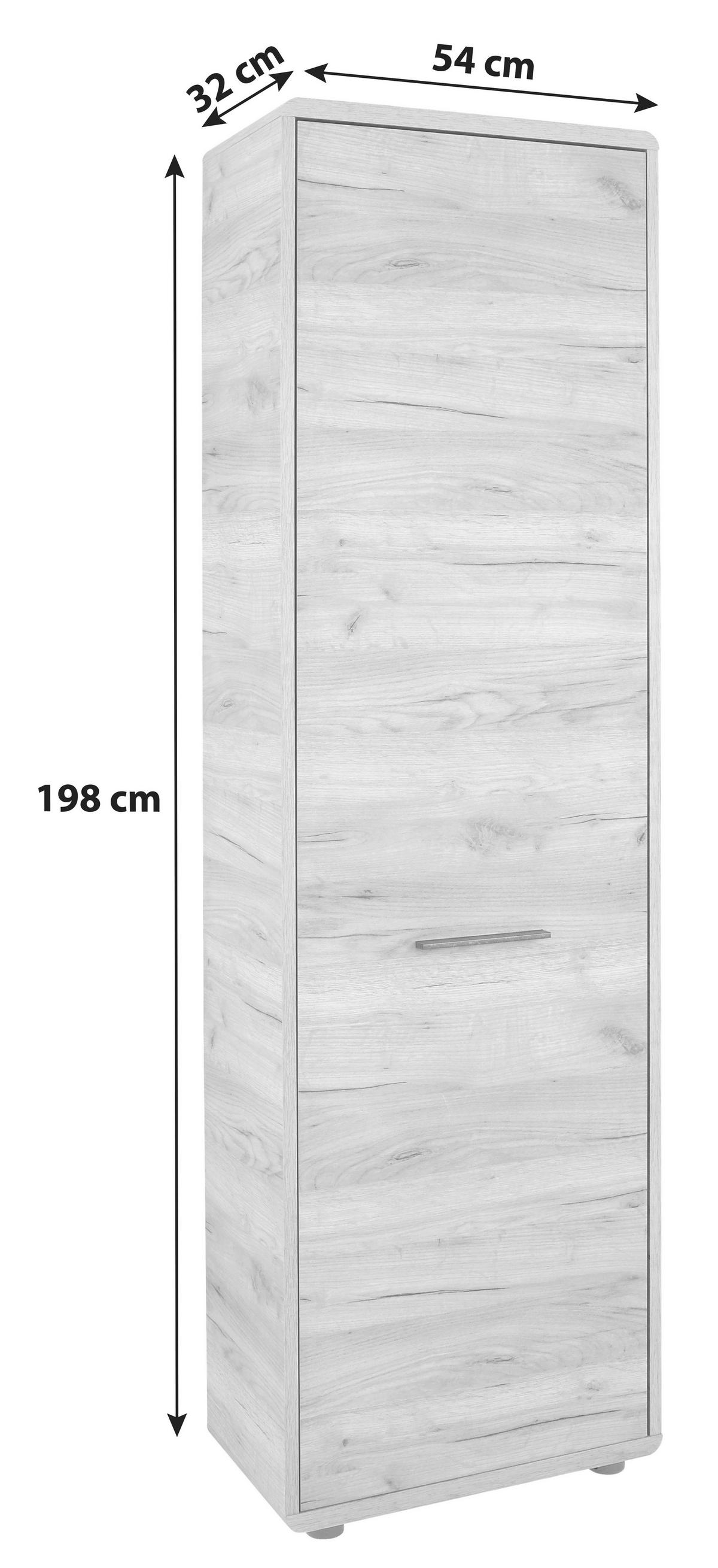 Skříň na odev FONTANA - barvy dubu/černá, Moderní, kompozitní dřevo/plast (54/198/32cm)