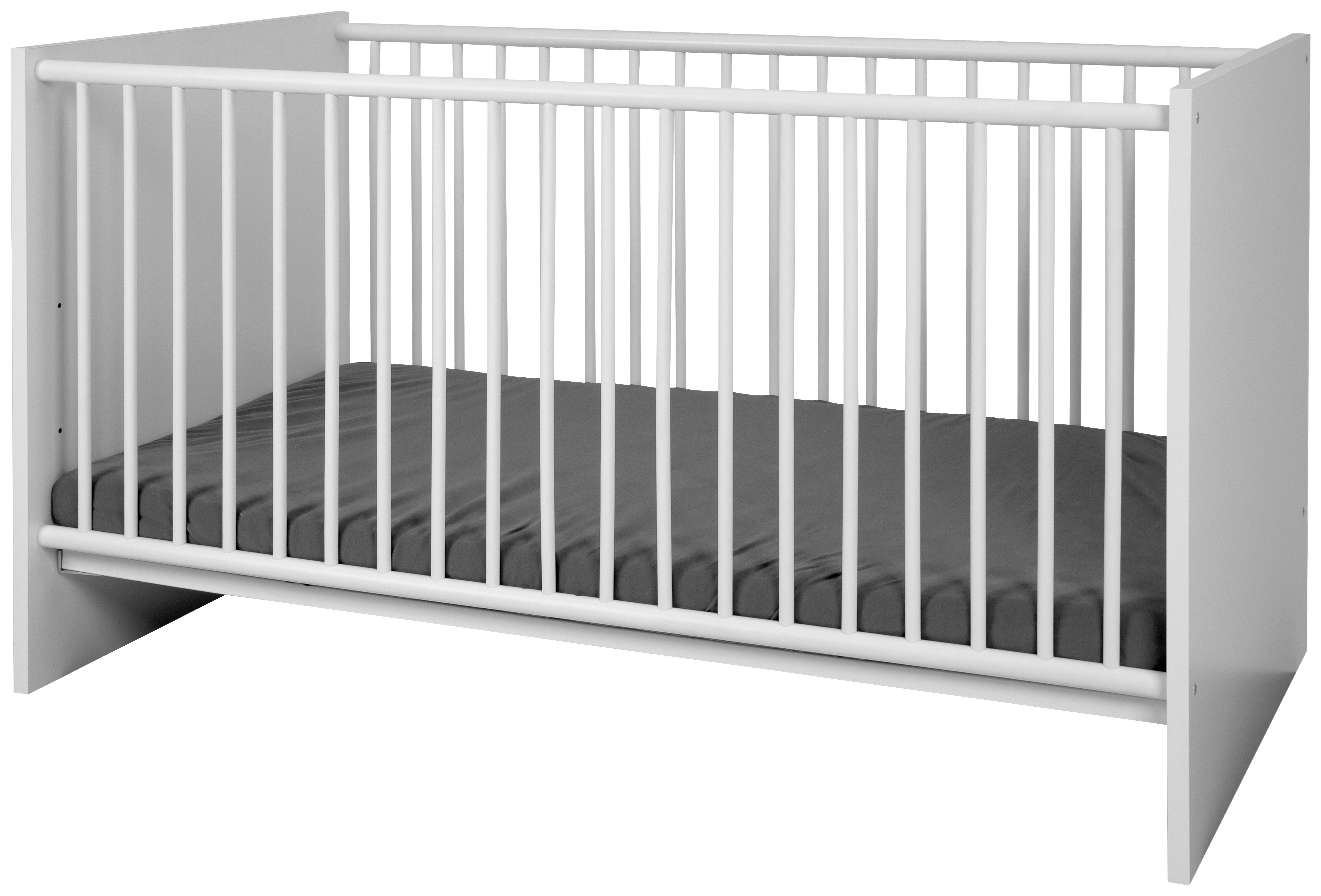Babybett Image Weiß Dekor höhenverstellbar, Lattenrost - Weiß, Basics, Holzwerkstoff (70/140cm) - MID.YOU