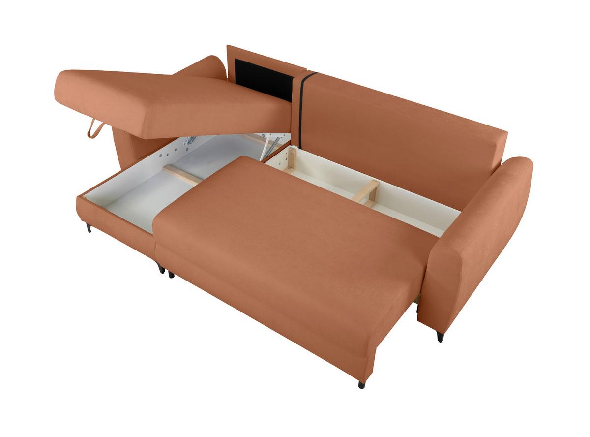 Ecksofa Moli, Rostfarben S: 236x148 cm - Rostfarben/Schwarz, Design, Textil (236/148cm) - MID.YOU