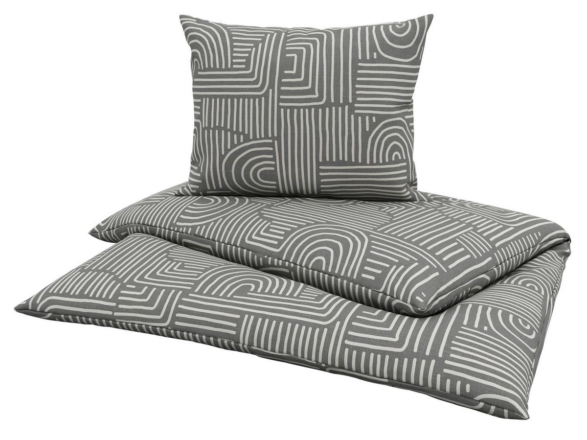 Bettwäsche 140x200 cm Doris Renforce, Grau - Grau, MODERN, Textil - Luca Bessoni
