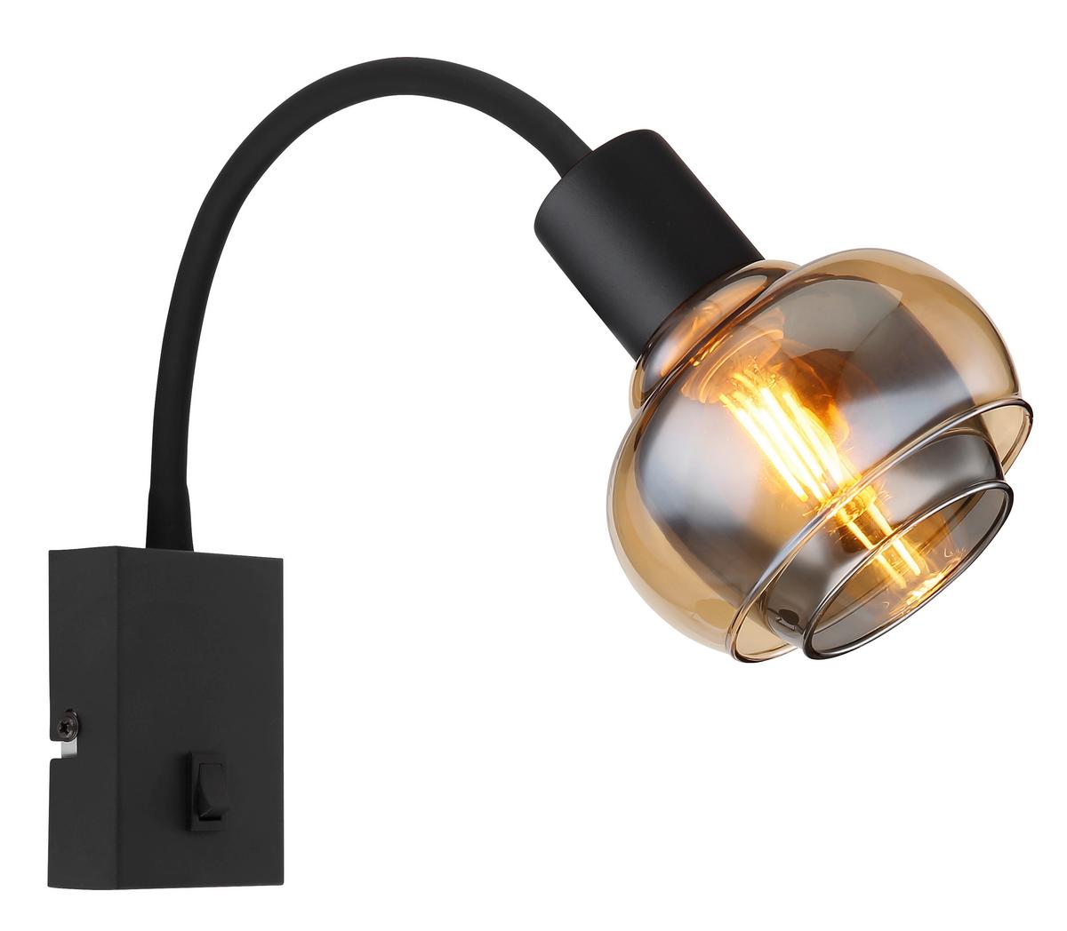 Wandleuchte 54309wb - Schwarz, Basics, Glas/Kunststoff (10,5/35,5/46,5cm) - Globo