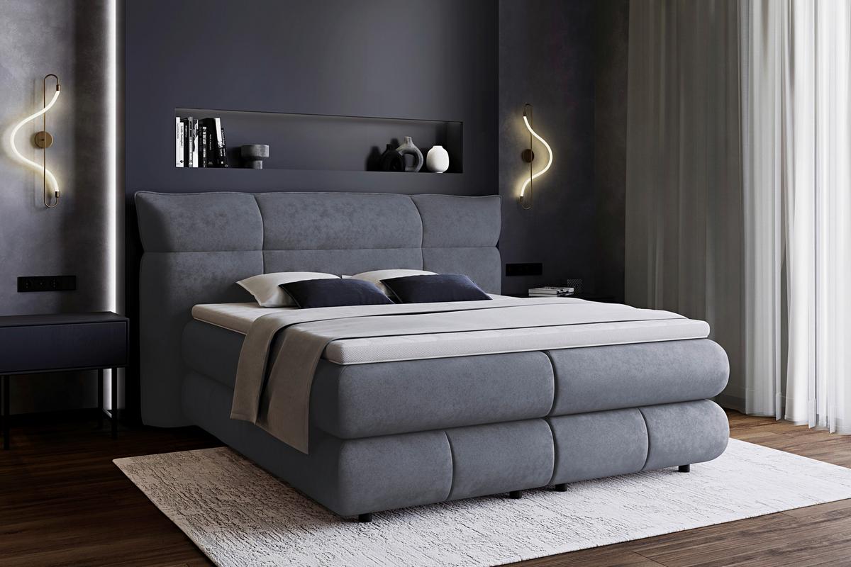 Boxspringbett Carmelo Anthrazit 180x200 cm - Anthrazit/Schwarz, Trend, Textil (180/200cm)