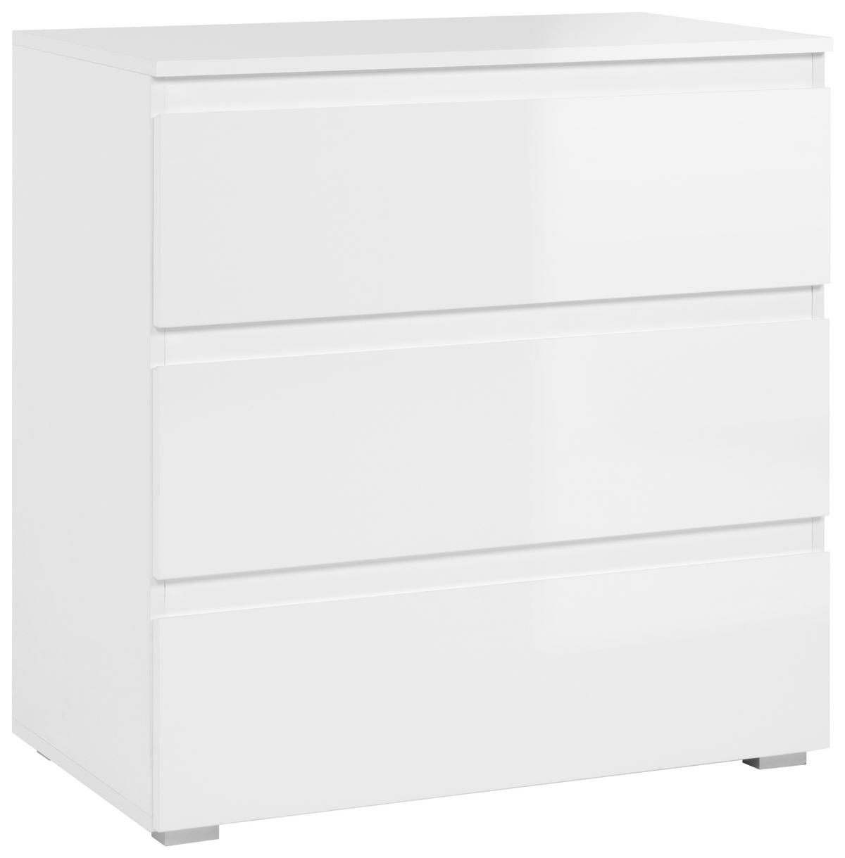 Kommode Capetown Melamin Weiß, B: 80 Cm - Silberfarben, Trend, Holzwerkstoff (80/80,5/45cm)