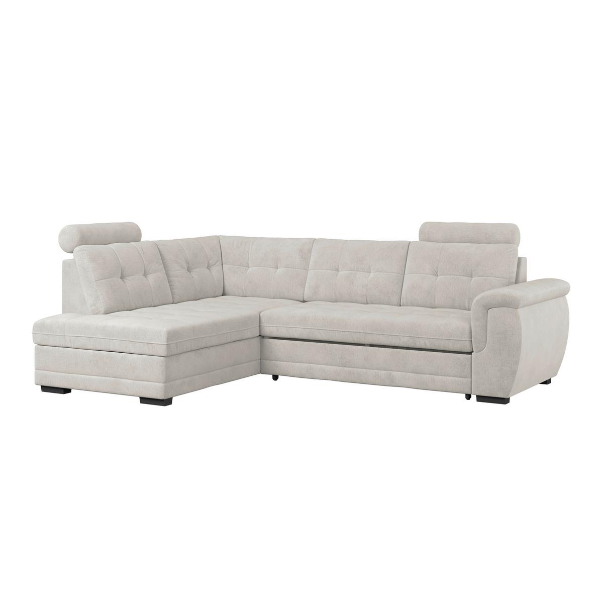 Ecksofa mit Schlaffunktion Falco new Beige 183x251 cm - Beige/Schwarz, KONVENTIONELL, Textil (183/251cm) - Ondega