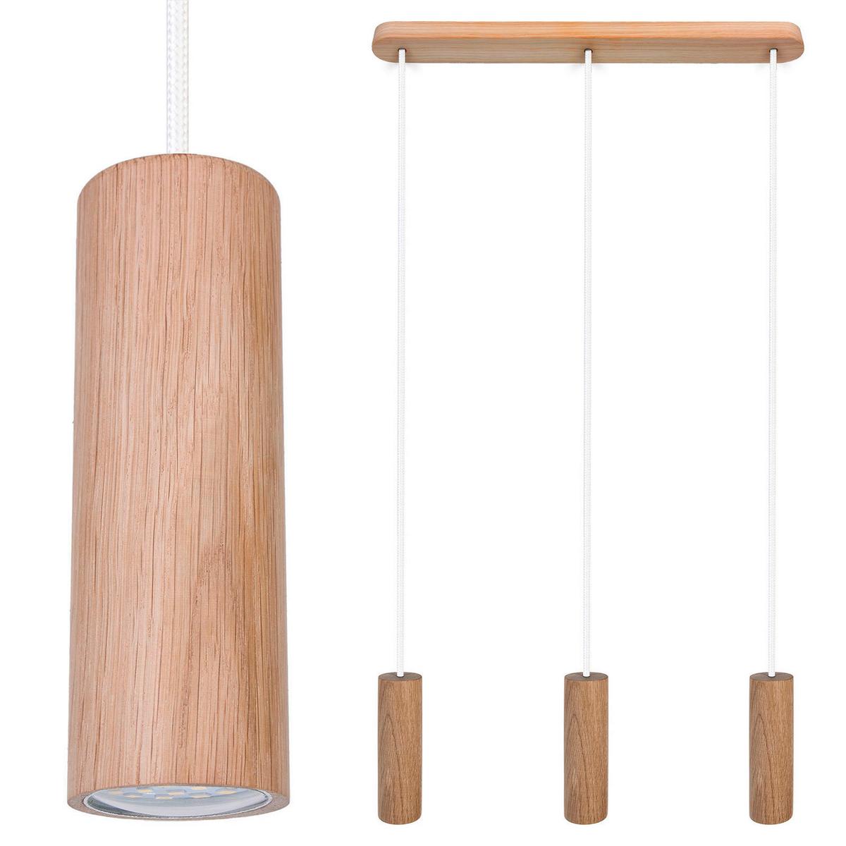 Hängeleuchte 8520345 madera - Eschefarben/Weiß, Natur, Holz (52/140cm)