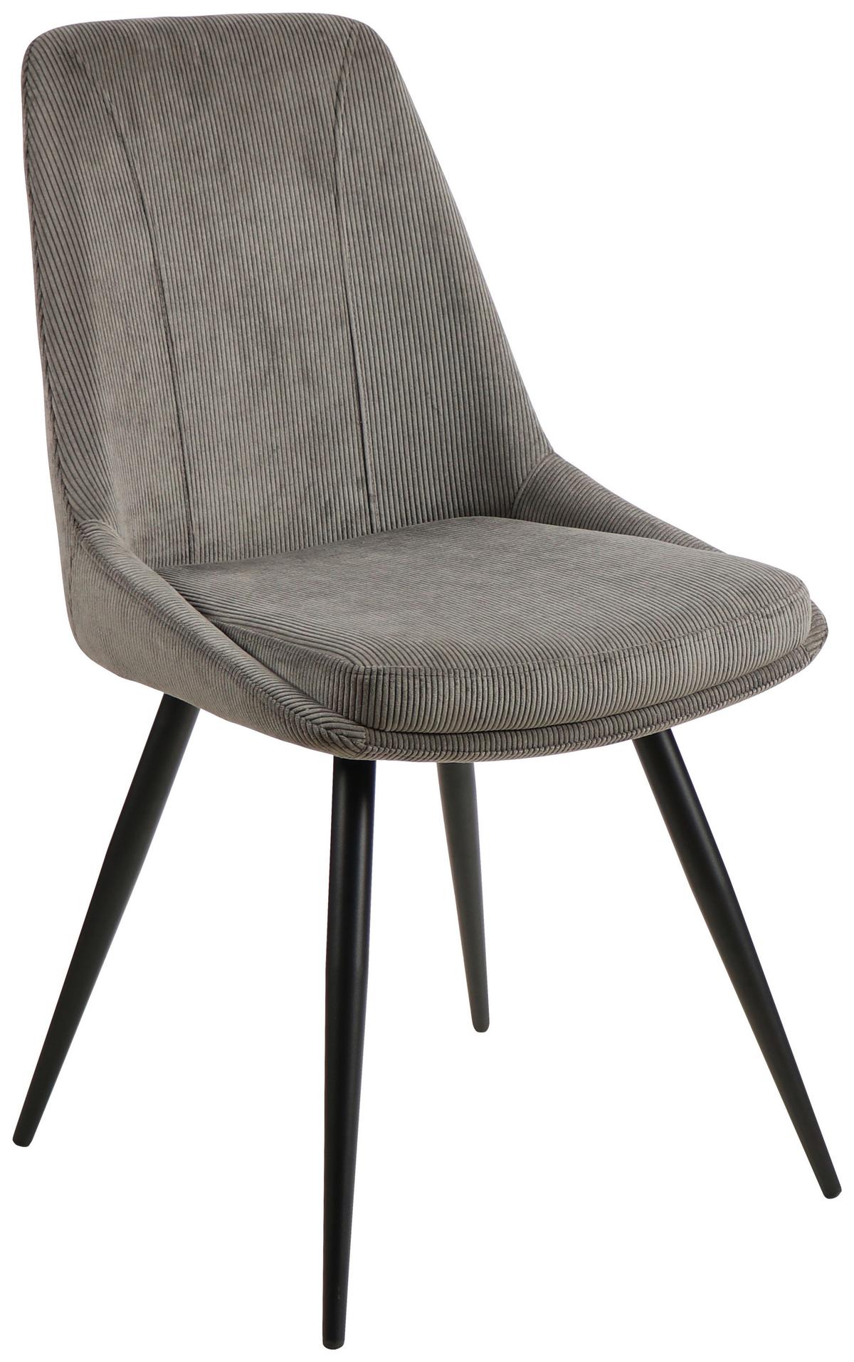 Esszimmerstuhl Corinna Grau Gepolstert - Schwarz/Grau, MODERN, Holz/Textil (49/88/59cm) - MID.YOU