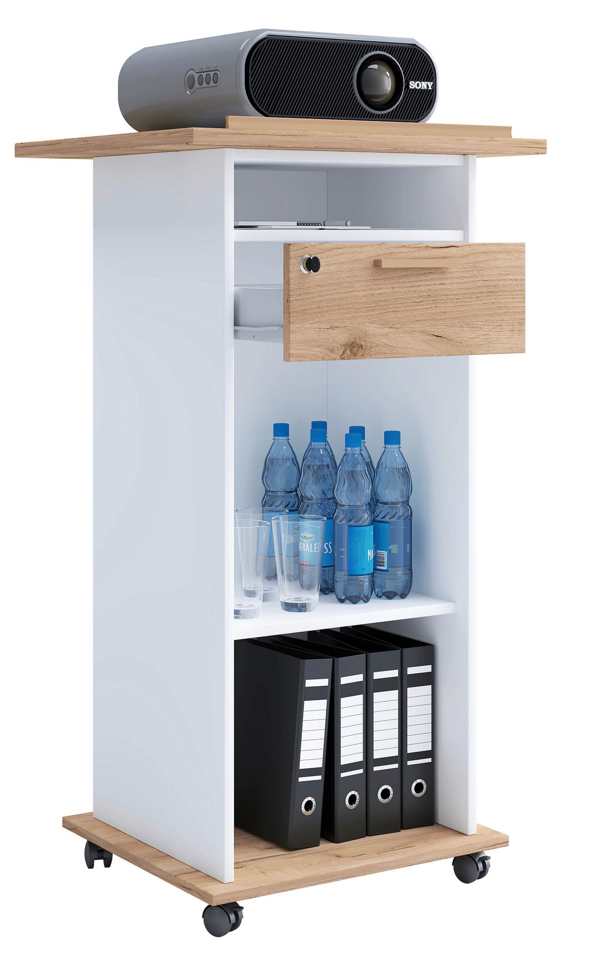 Stehpult Neta Weiß, Eiche Dekor L: 60 Cm - Honigeiche/Weiß, MODERN, Holzwerkstoff (60/50/108,3cm) - MID.YOU