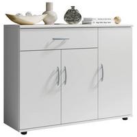 Kommode 90 cm Lilly Weiß - Silberfarben/Weiß, KONVENTIONELL, Holzwerkstoff (90/70/30cm) - Carryhome