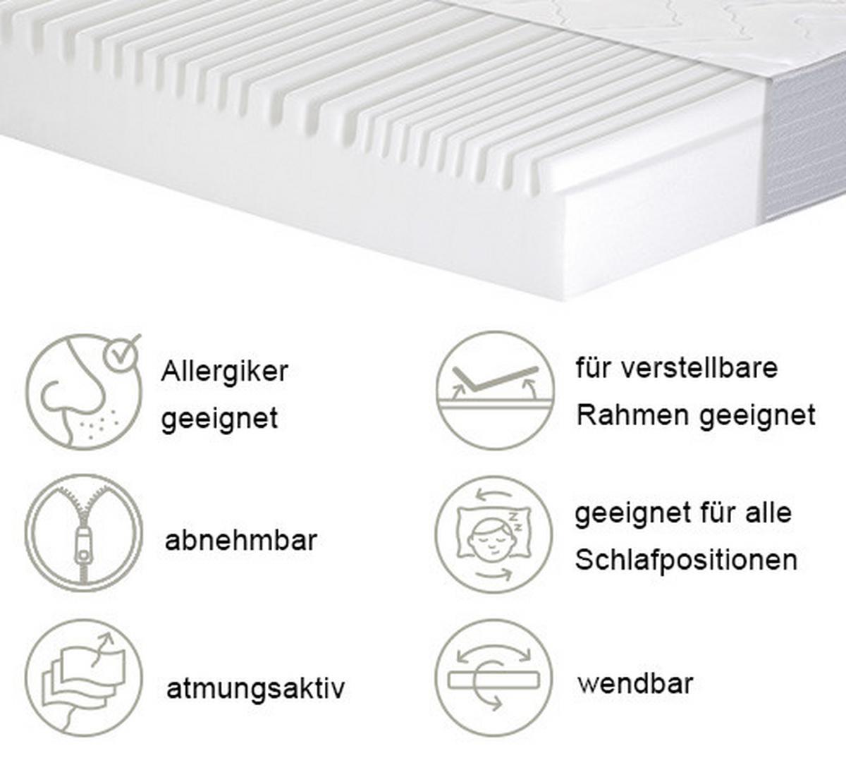 Viscomatratze Boxlike Wave 100x200 cm H2/H3 H: 30 cm - Weiß, Basics, Textil (100/200cm) - MID.YOU