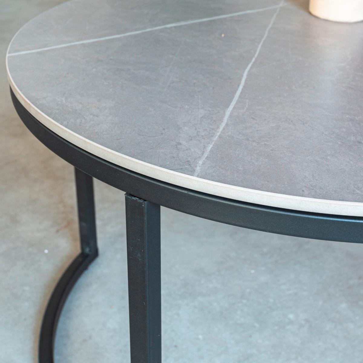 Couchtisch Leyton Grau/Schwarz, 68 cm - Schwarz/Grau, MODERN, Stein/Metall (68/43/68cm) - MID.YOU