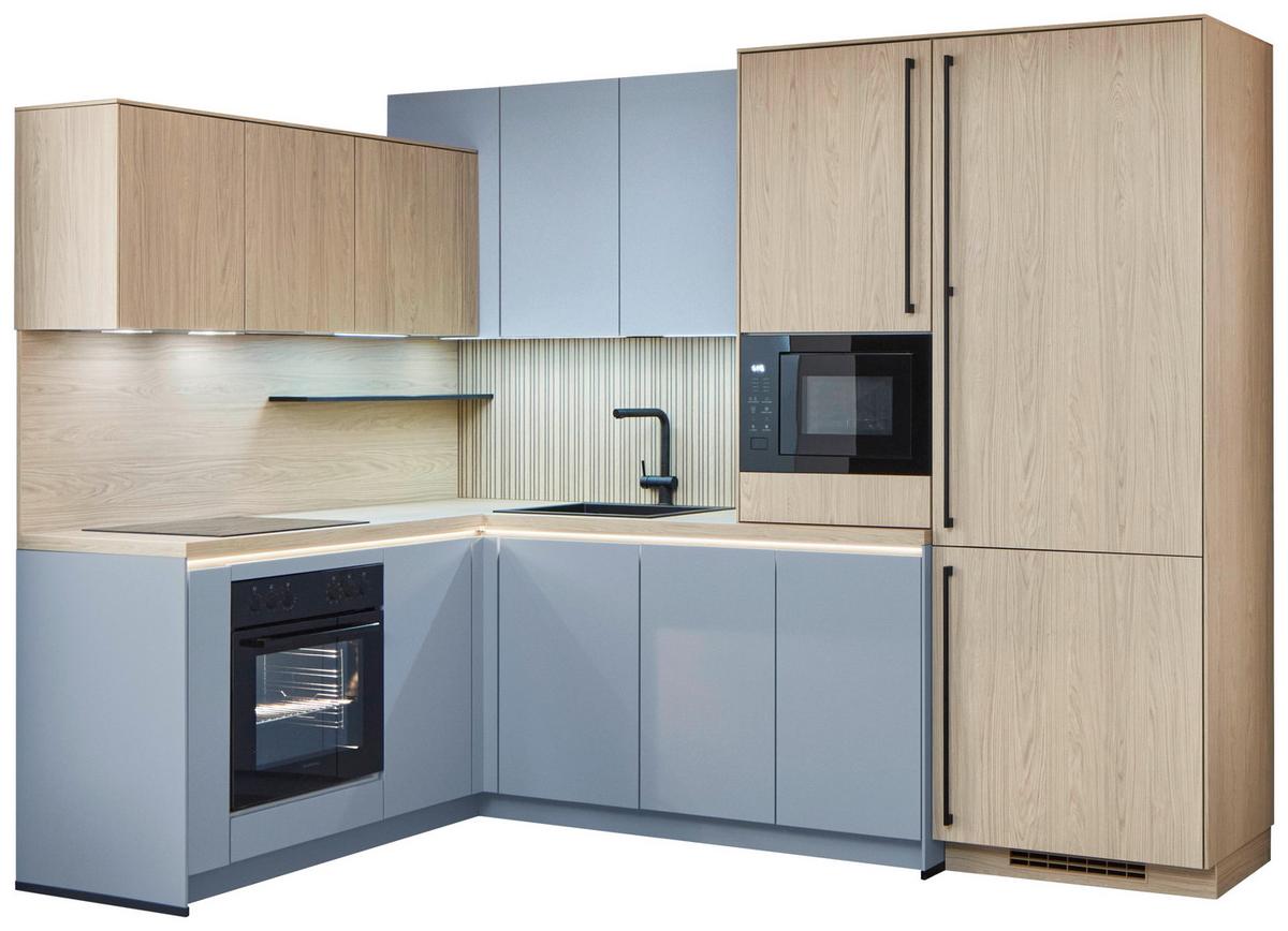 Eckküche Sidney/singapur - Sandfarben/Blau, Basics, Holzwerkstoff (185/288cm) - Vertico