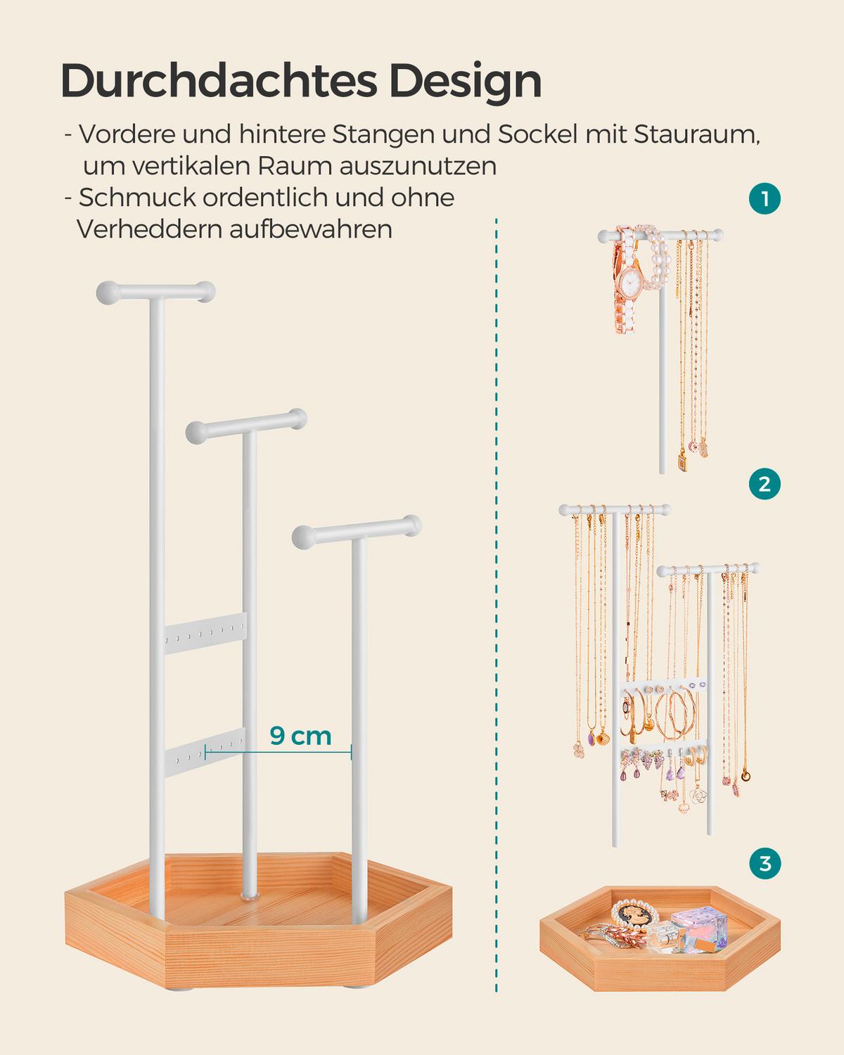 Schmuckhalter Weiß, Braun D: 20,5 cm - Braun/Weiß, Basics, Holz/Metall (20,5/36cm)
