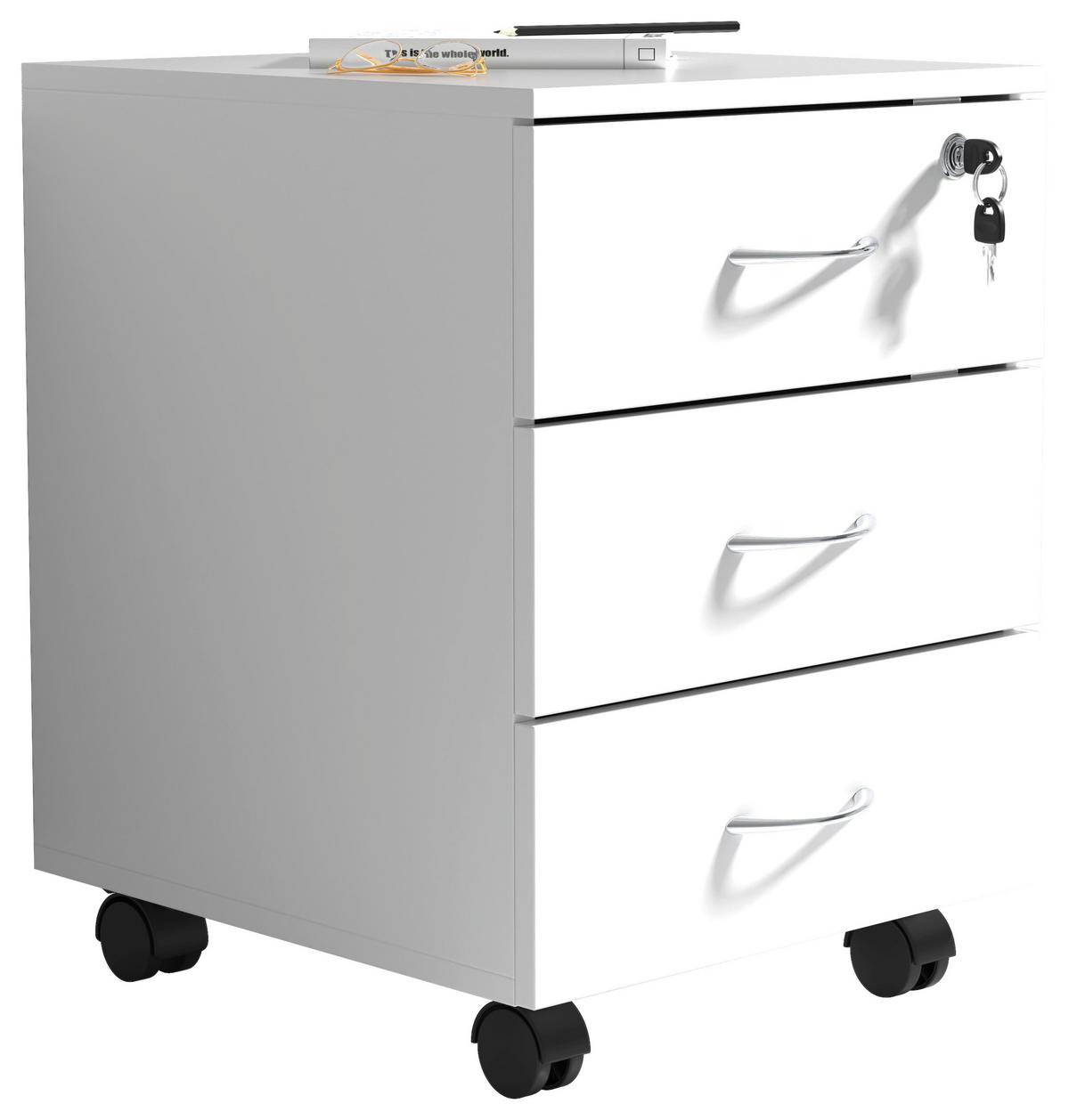 Rollcontainer Baula Weiß B: 40 Cm - Weiß, Design, Holzwerkstoff/Kunststoff (40/54/44cm) - MID.YOU