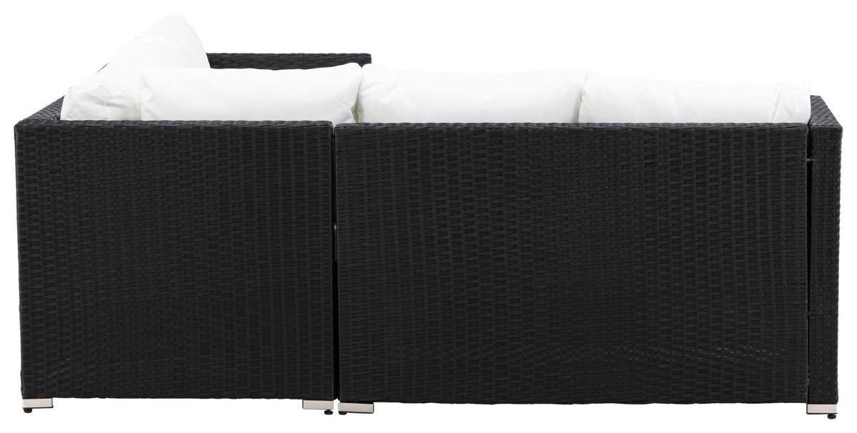 Loungegarnitur Kuba - Schwarz/Weiß, KONVENTIONELL, Glas/Kunststoff (59/180/64cm) - Gardenson