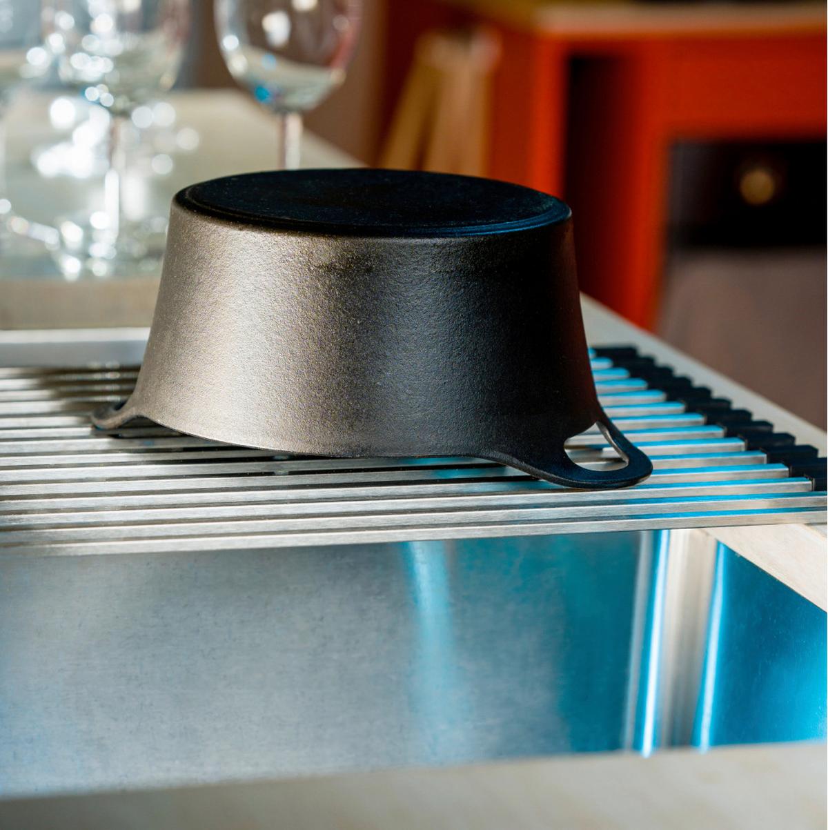 Abtropfmatte Edelstahlfarben B/H/T: ca. 46x32x0,8 cm - Edelstahlfarben, Basics, Metall (46/32/0,8cm) - HAPPY SINKS