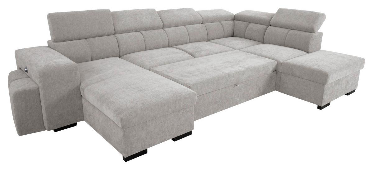 Wohnlandschaft Sirus XL hellgrau,219x334cm - Eichefarben/Hellgrau, KONVENTIONELL, Holz/Holzwerkstoff