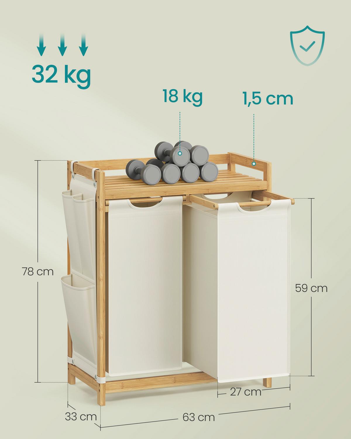 Wäschekorb Ecru B: 63cm - Ecru, Basics, Naturmaterialien/Textil (63/78/33cm)