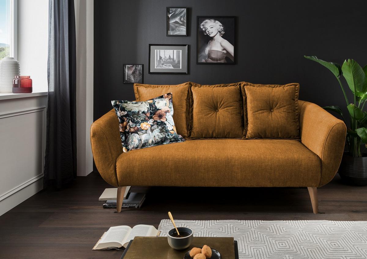 2,5-Sitzer Baggio Gelb B: 196 cm - Gelb/Buchefarben, MODERN, Textil (196/94/103cm) - Livetastic